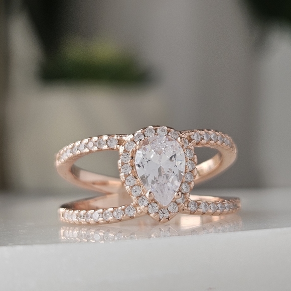 Vintage Style Rose Gold ring, 925 Sterling Silver with 18k Rose Gold Finish - Picture 5 of 5